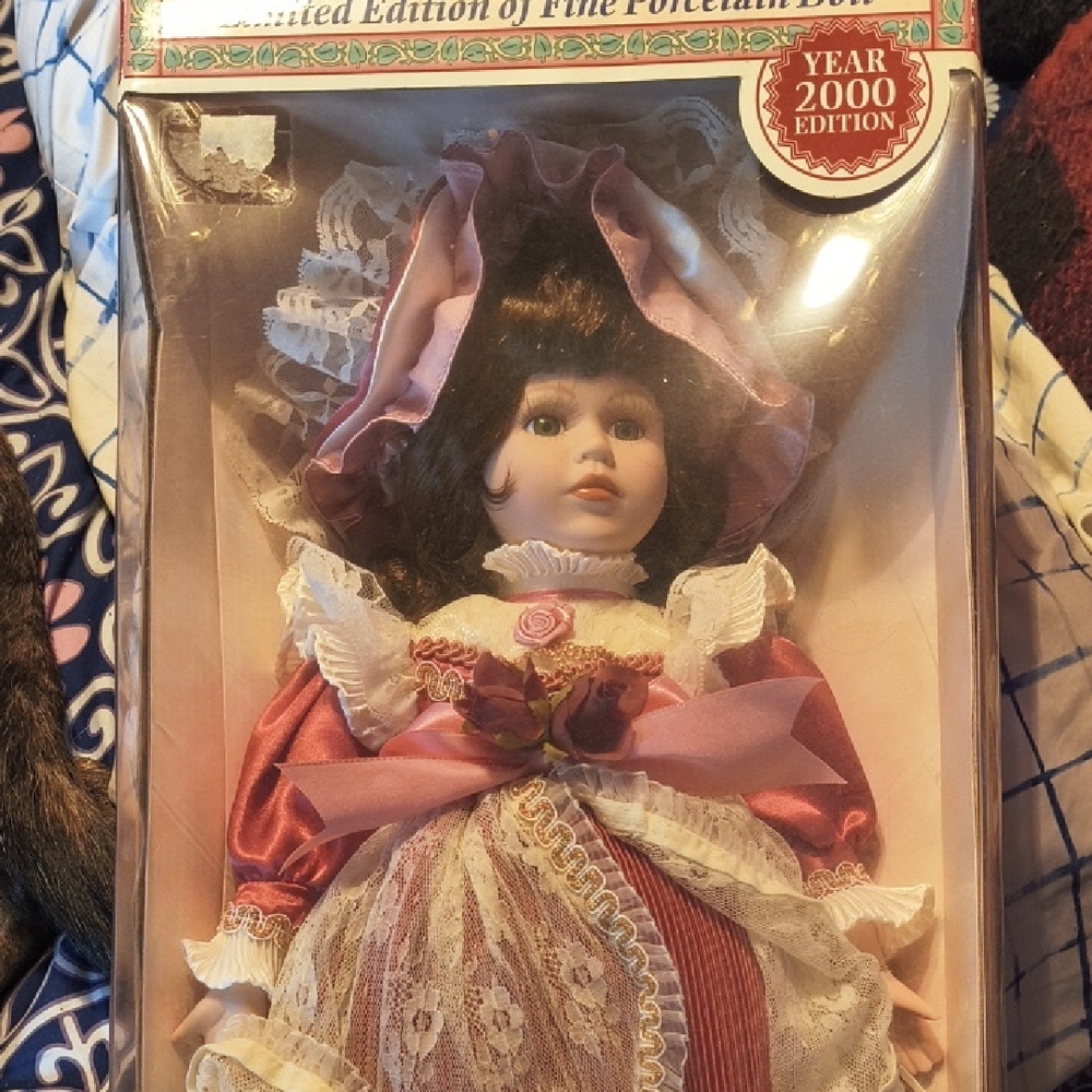 Limited Edition Porcelain Doll with Pink Dress